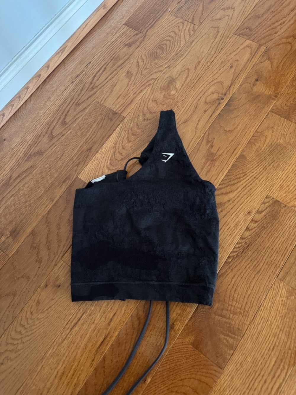 Gymshark Black Asymmetric One-Shoulder Crop Top